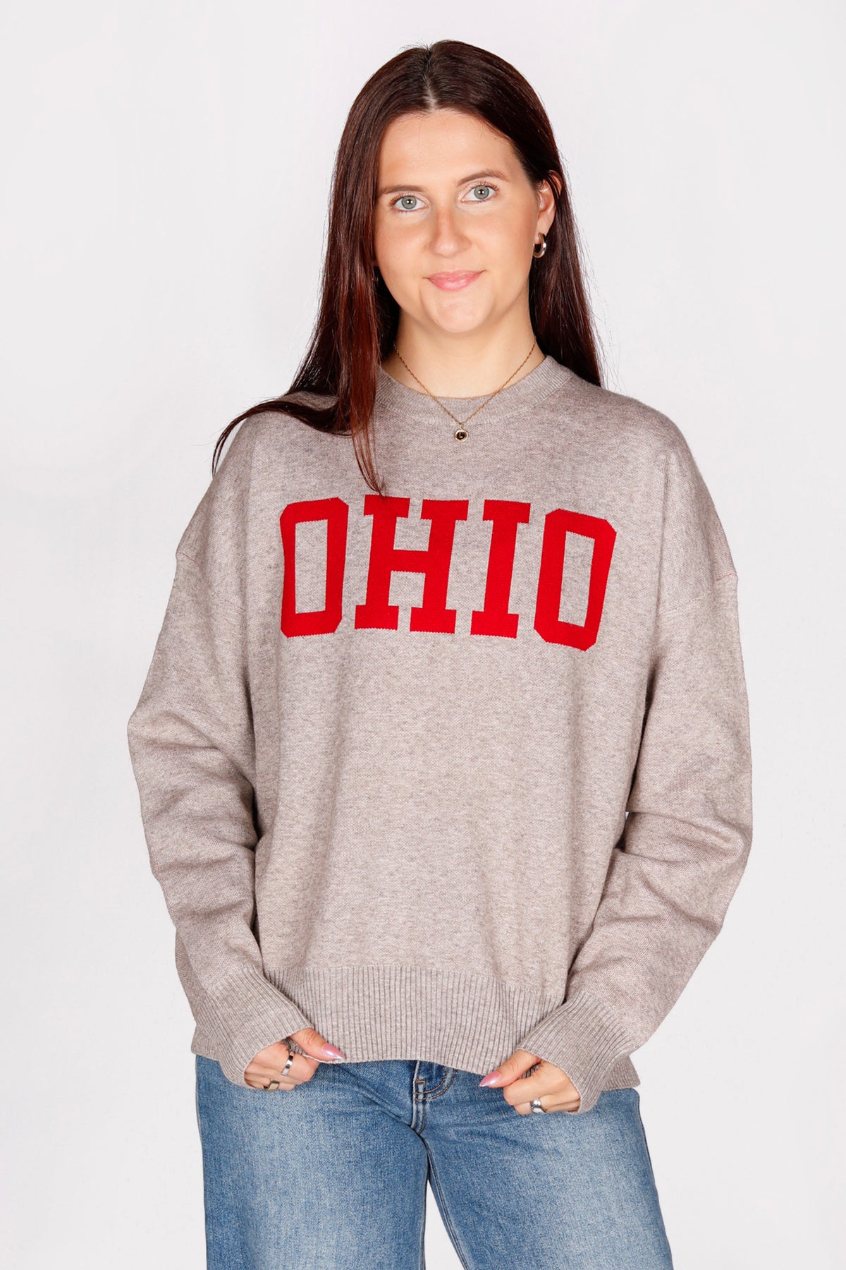 Ohio Grey Jacquard Sweater