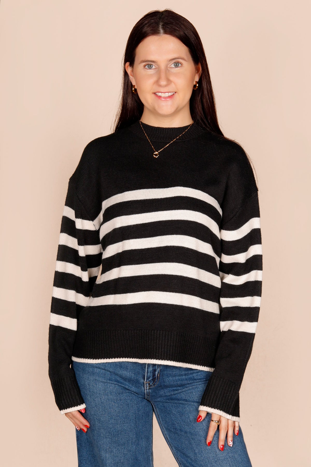 Miriam White Striped Sweater
