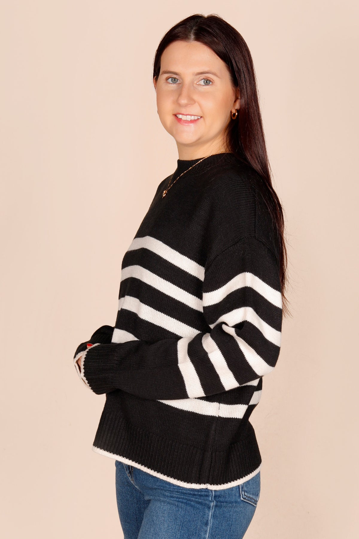 Miriam White Striped Sweater