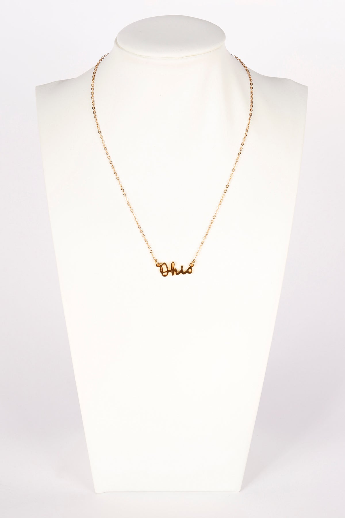 Ohio Script Gold Necklace