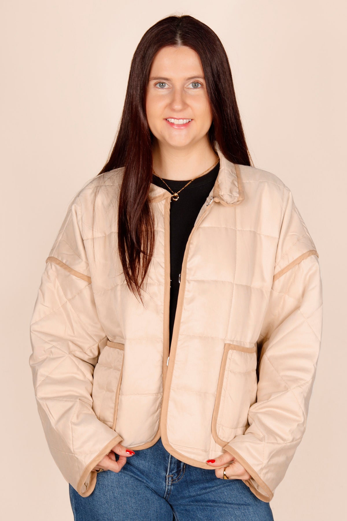 Beige Quilted Jacket