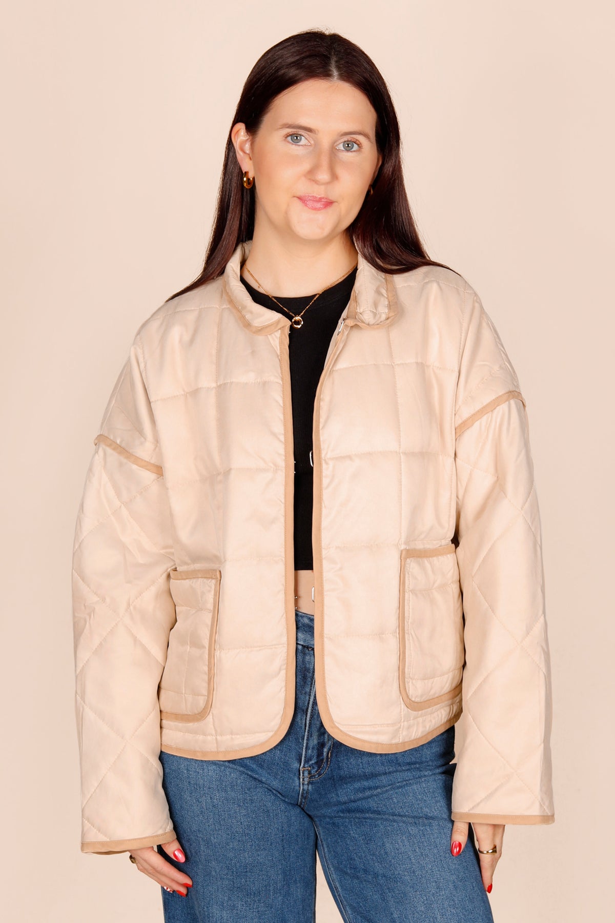 Beige Quilted Jacket