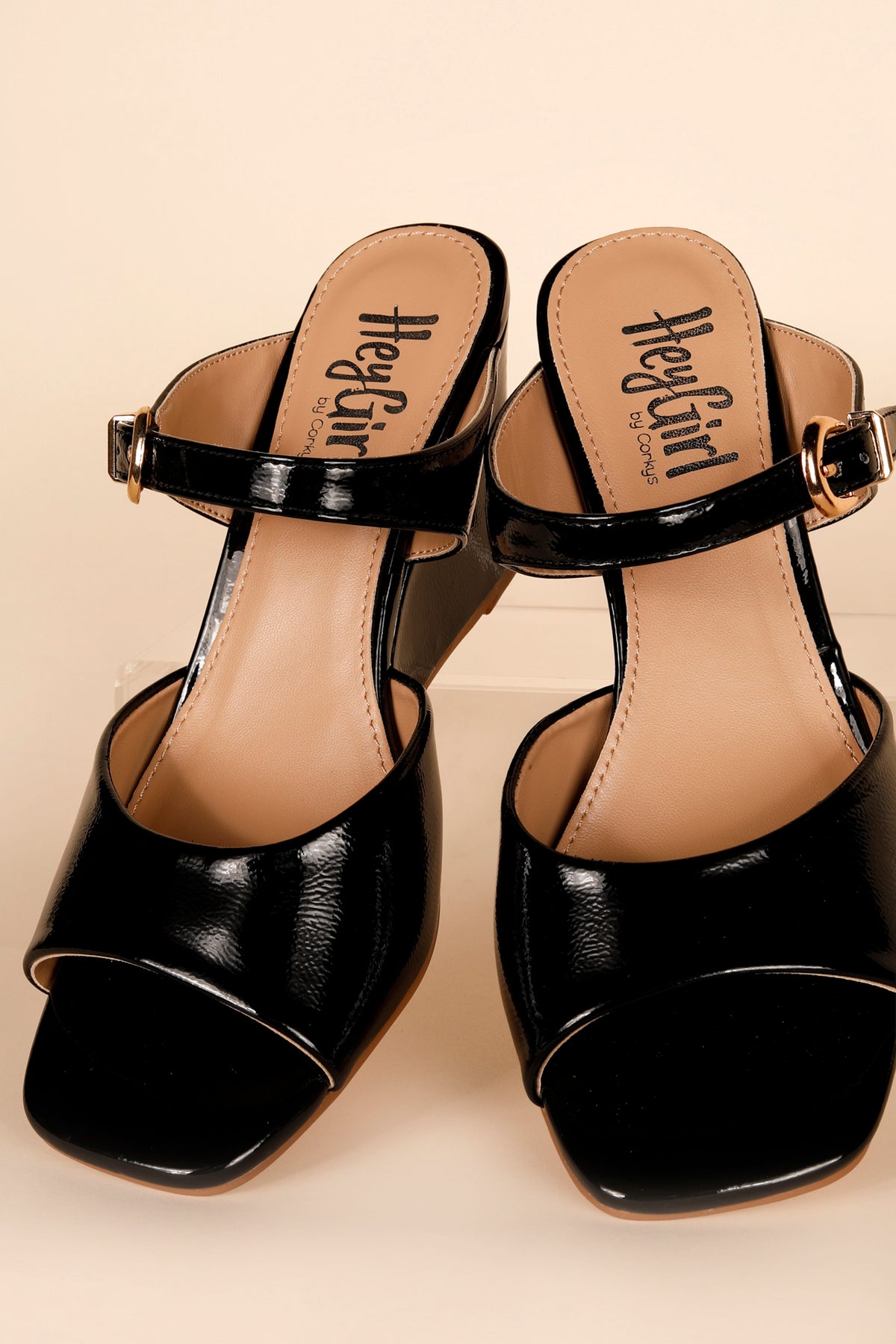 Corkys XOXO Black Wedge Heel