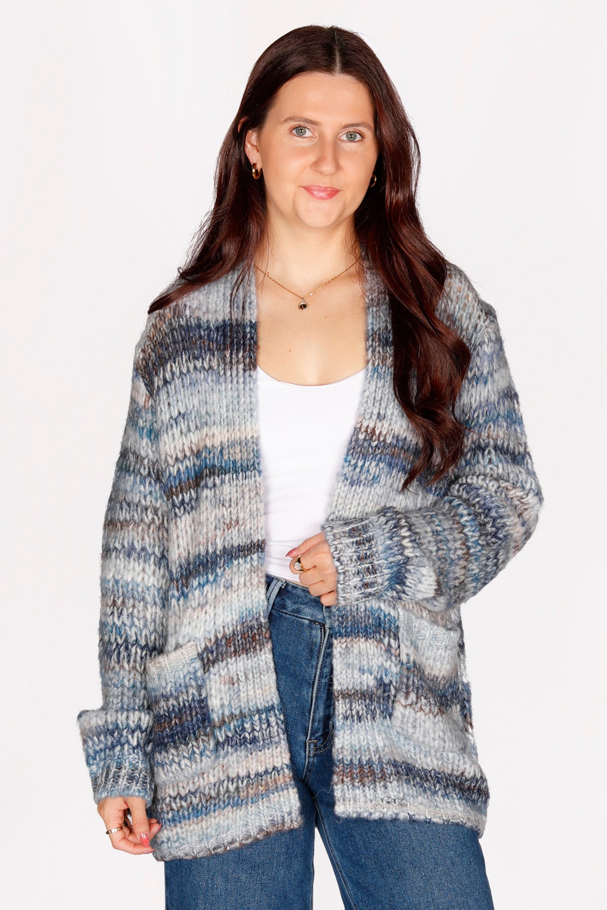 Juno Grey &amp; Blue Marble Cardigan