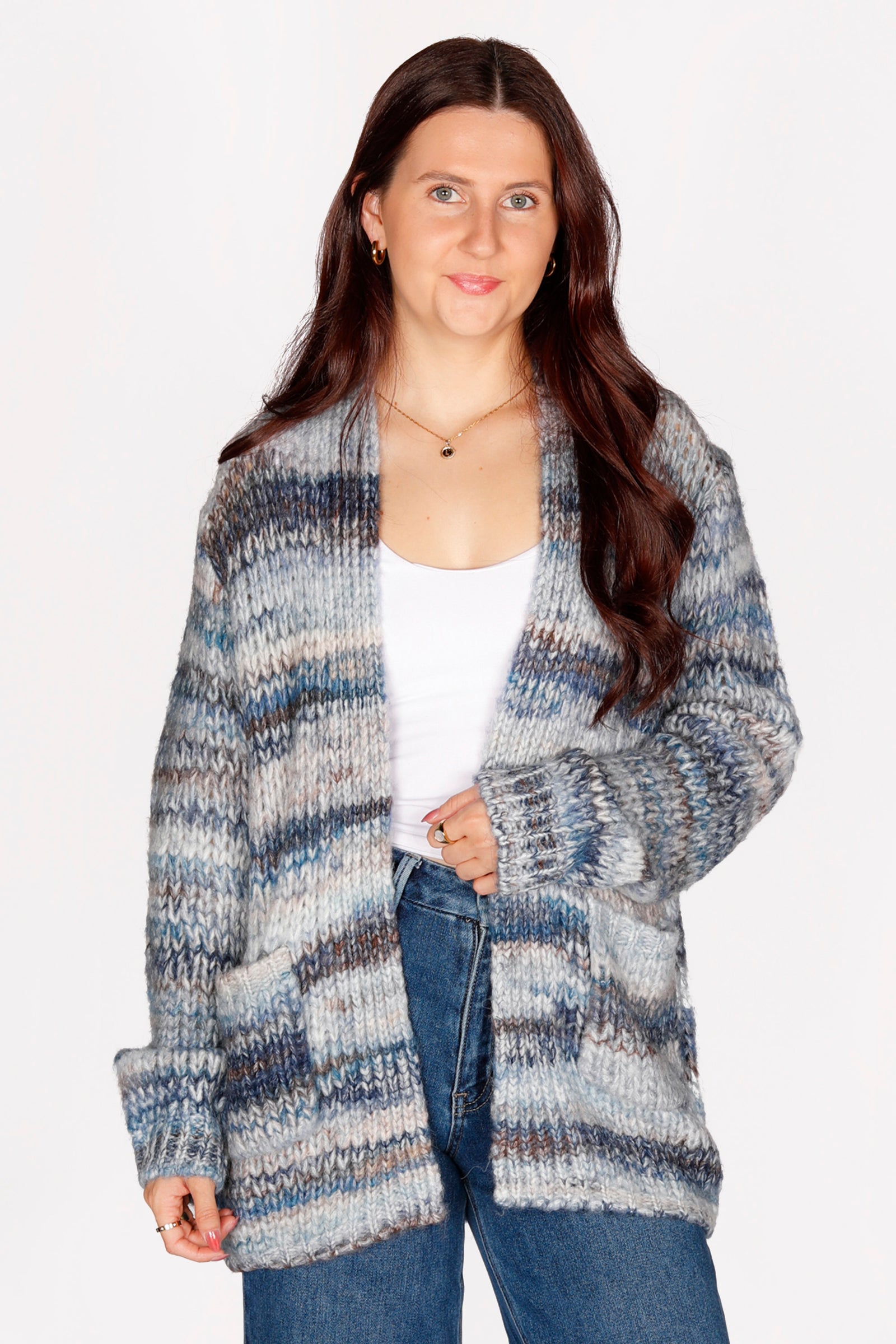 Juno Grey & Blue Marble Cardigan