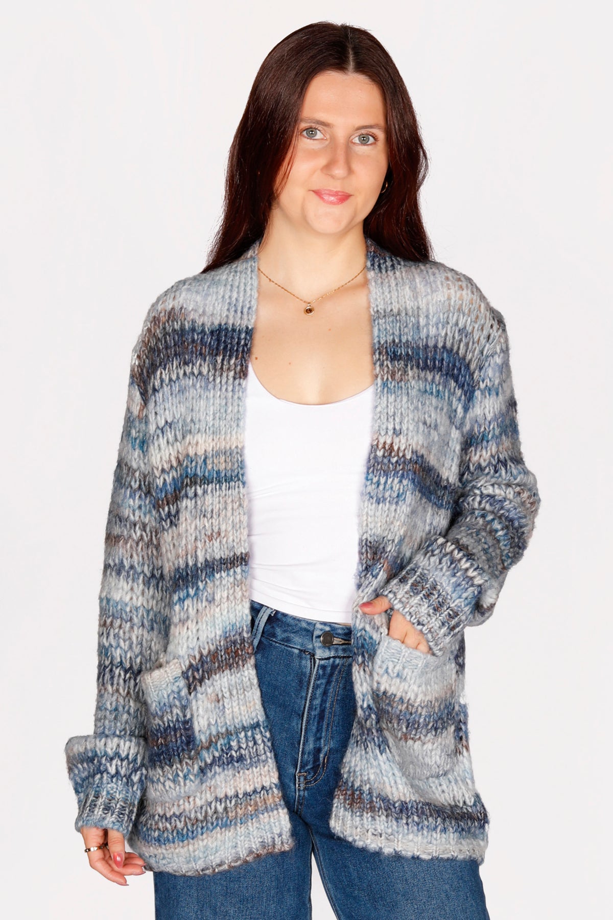 Juno Grey &amp; Blue Marble Cardigan