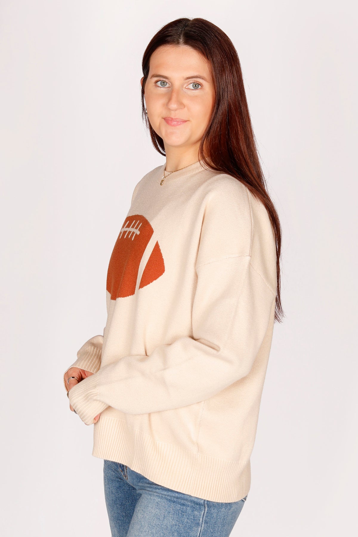 Football Jacquard Cream Sweater
