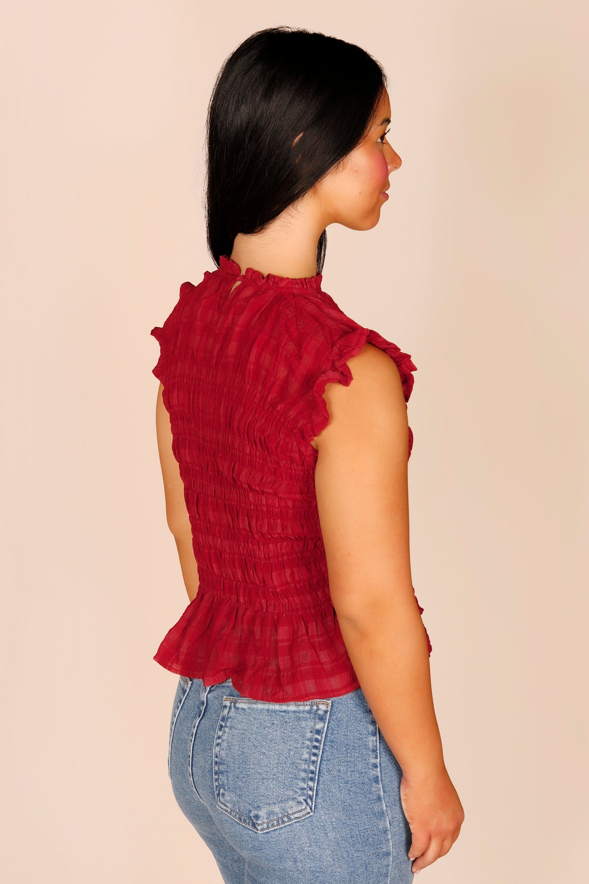 Aubrey Burgundy Ruffle Top