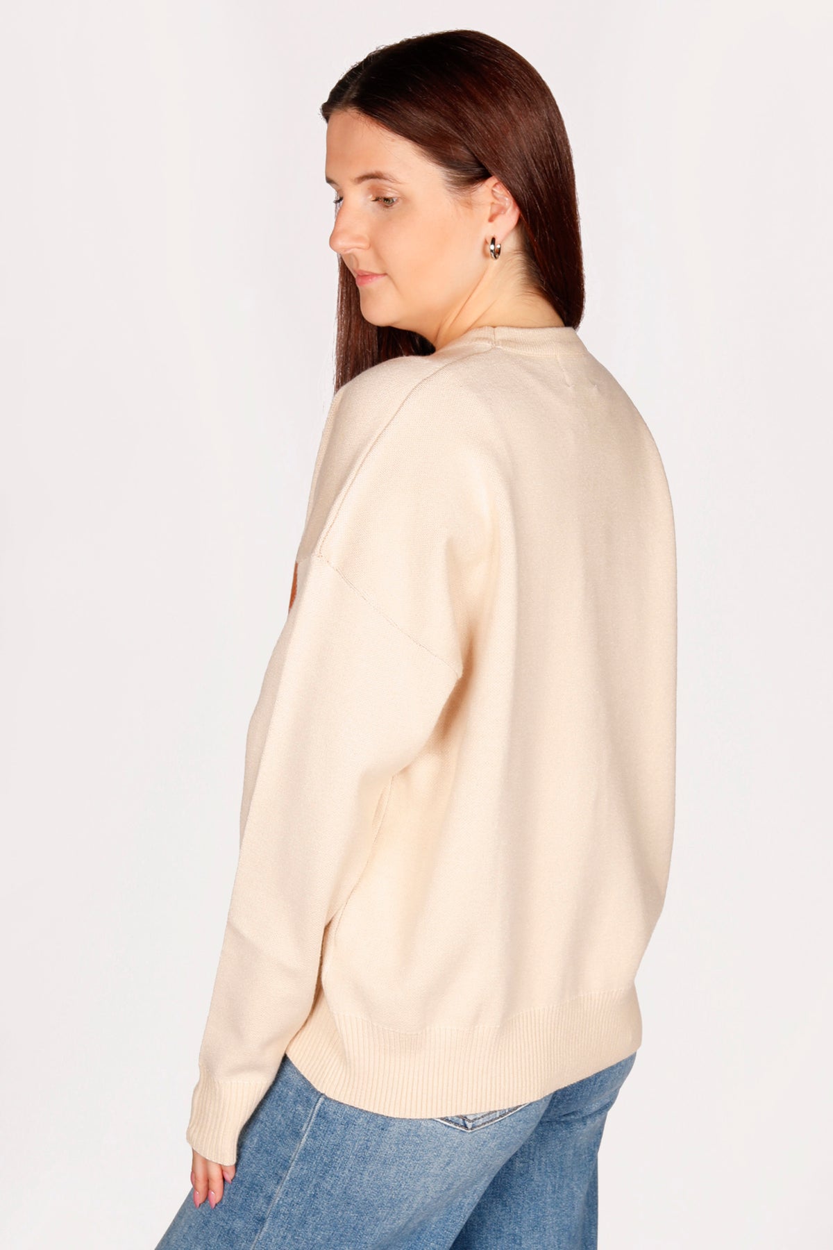 Football Jacquard Cream Sweater