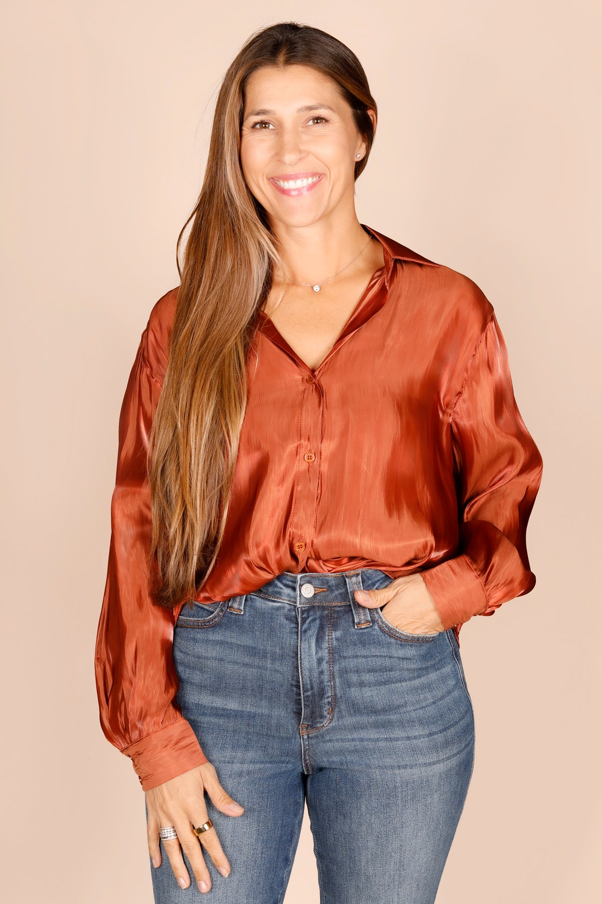 Layla Copper Sheer Top