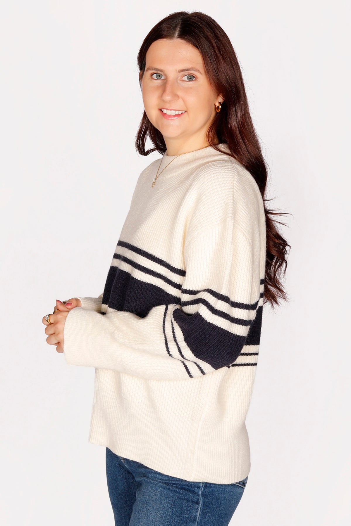Evan Cream &amp; Navy Sweater