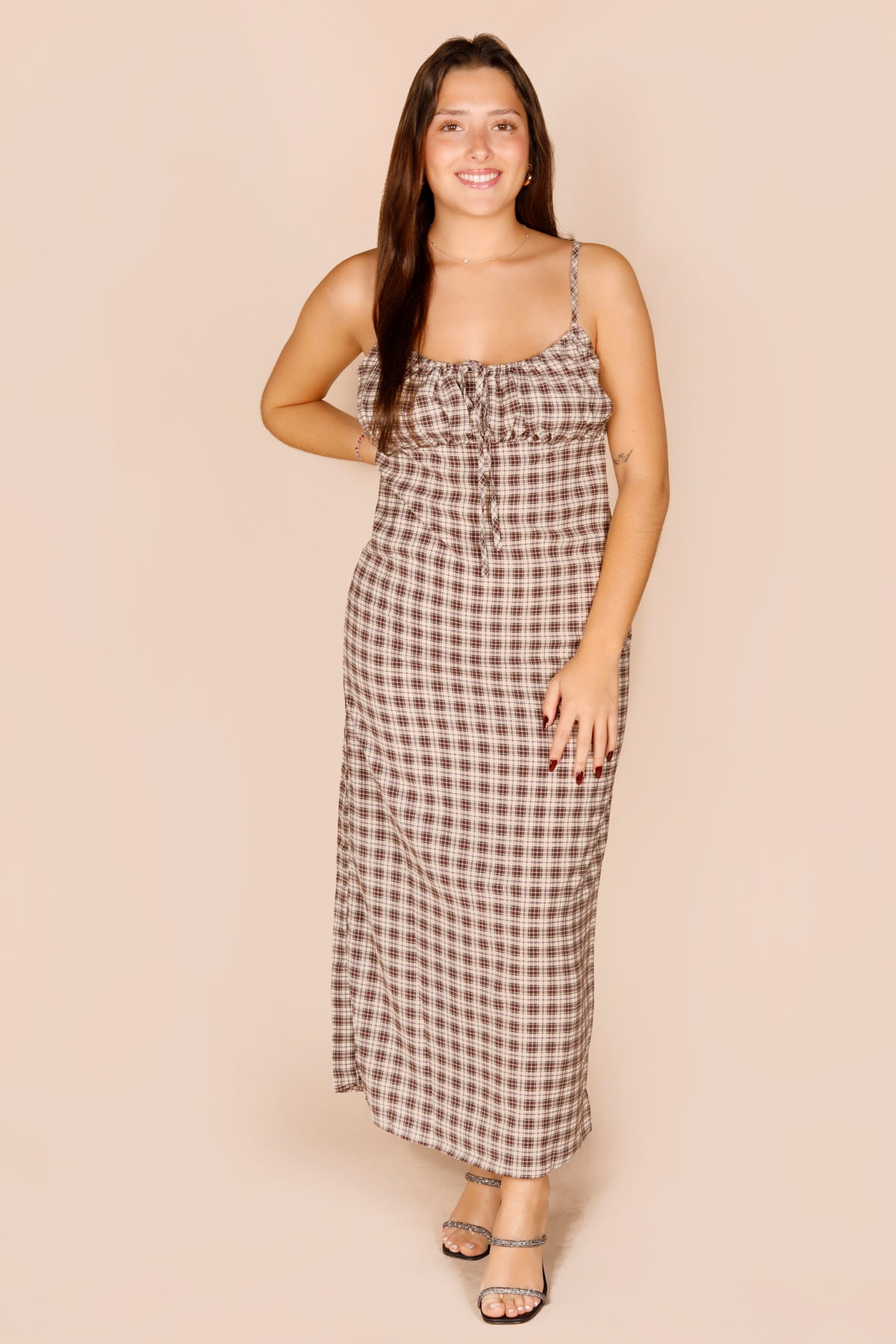 Amelia Brown Plaid Dress