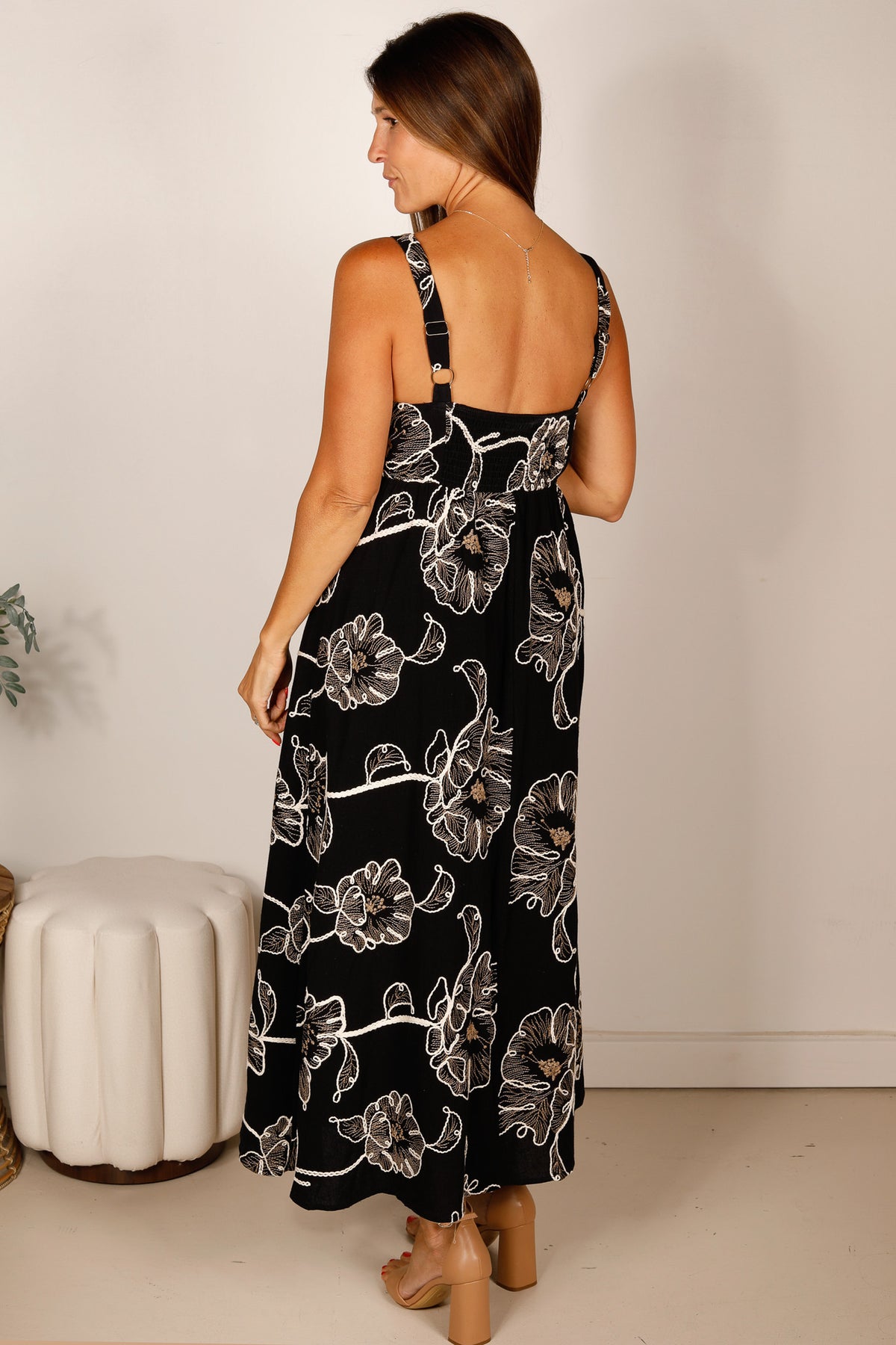 Lisa Black Floral Embroidered Dress