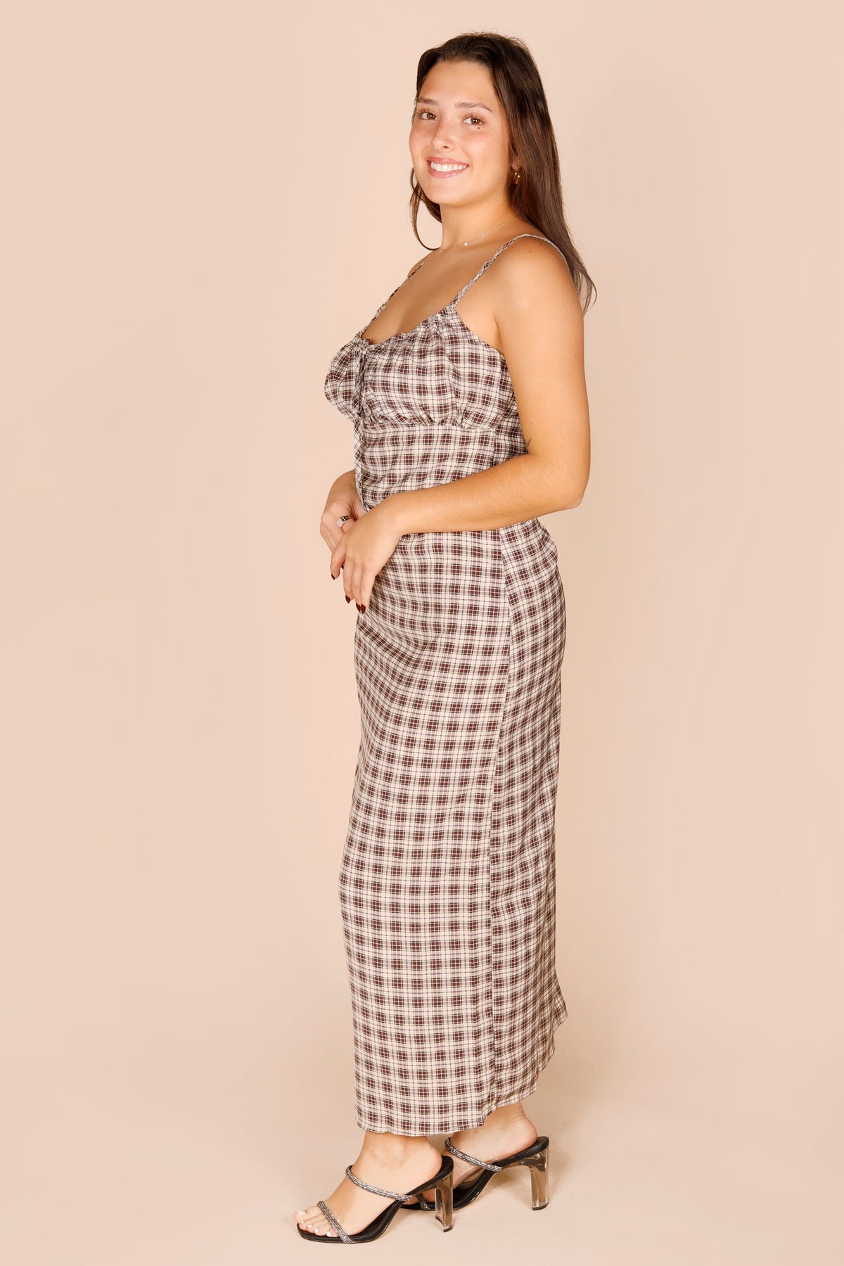 Amelia Brown Plaid Dress