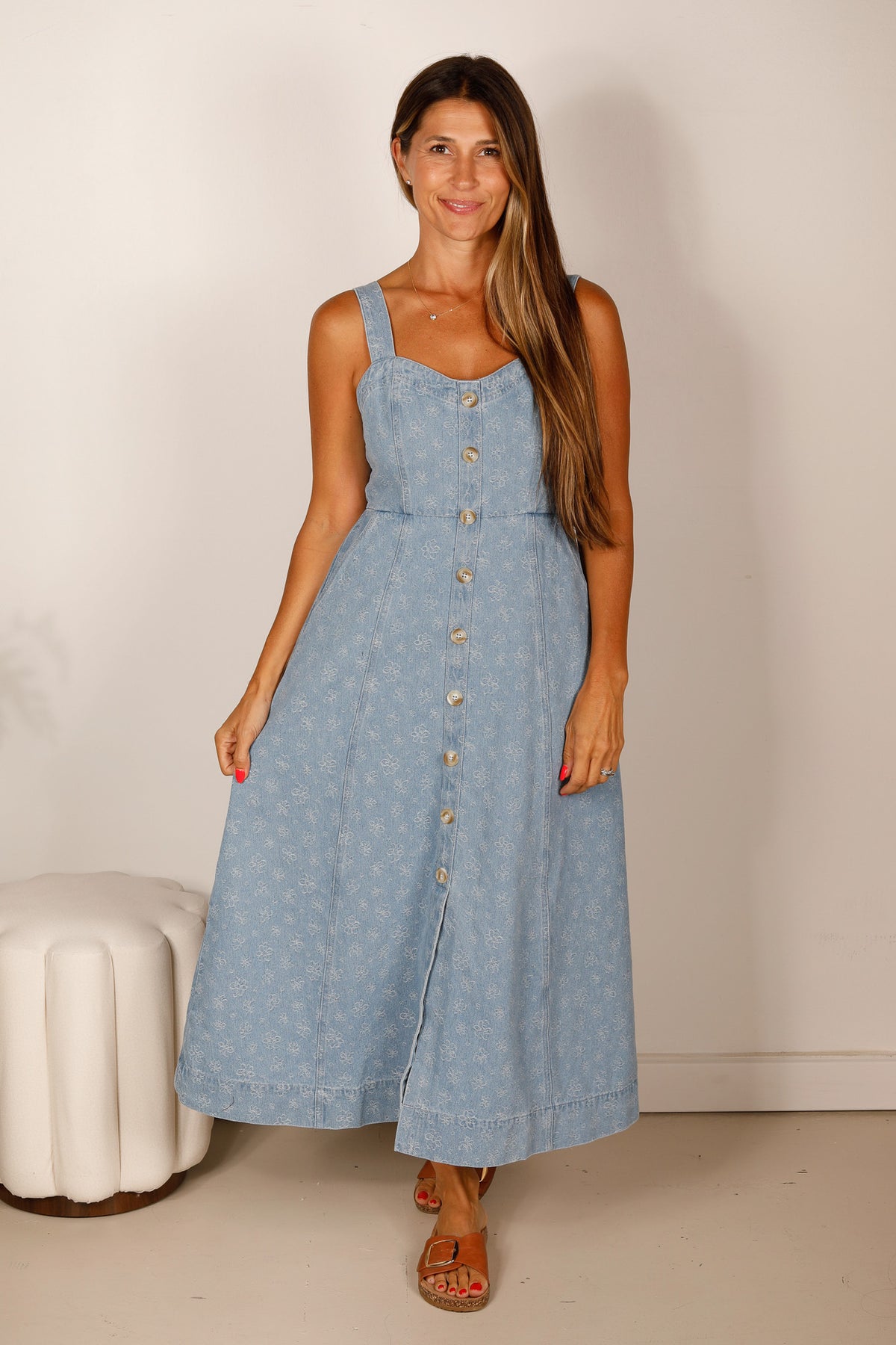 Kimberly Floral Denim Dress - FINAL SALE