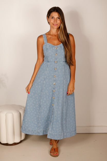 Kimberly Floral Denim Dress - FINAL SALE
