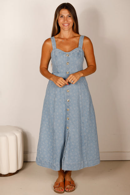 Kimberly Floral Denim Dress - FINAL SALE