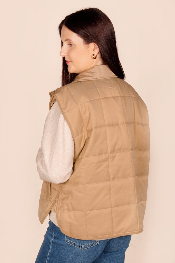 Olive Quilted Vest - White Lemon