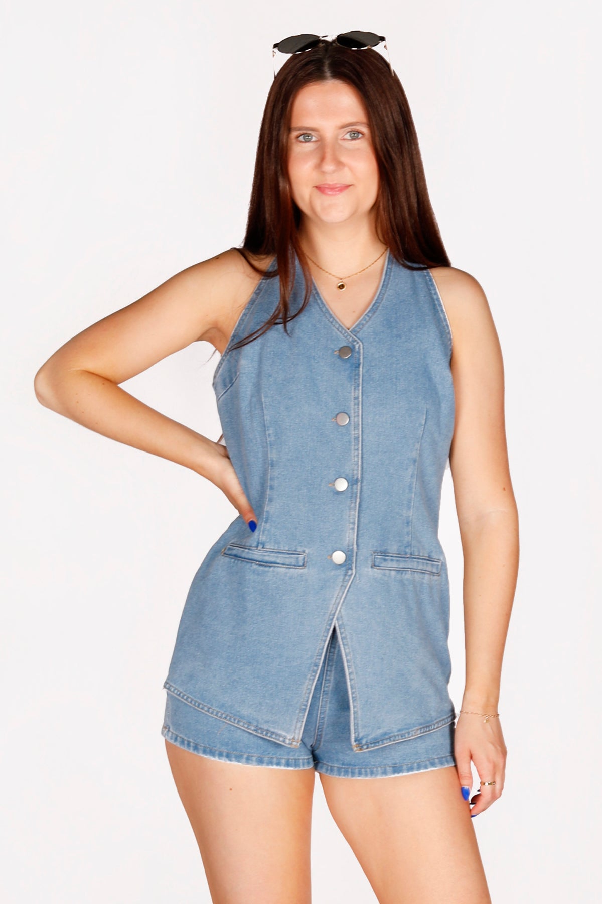 Brooke Denim Romper - FINAL SALE
