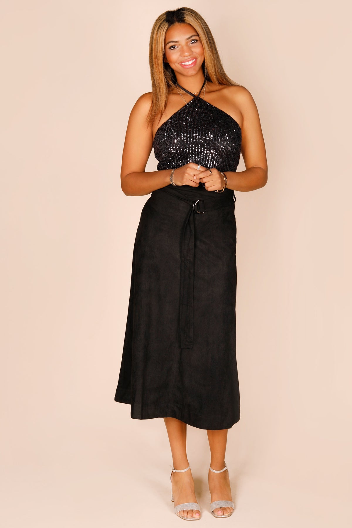 Violetta Black Sequin Halter Top