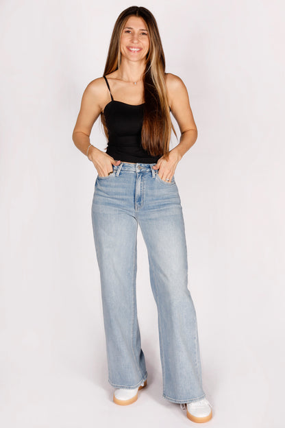 High Rise Light Palazzo Denim