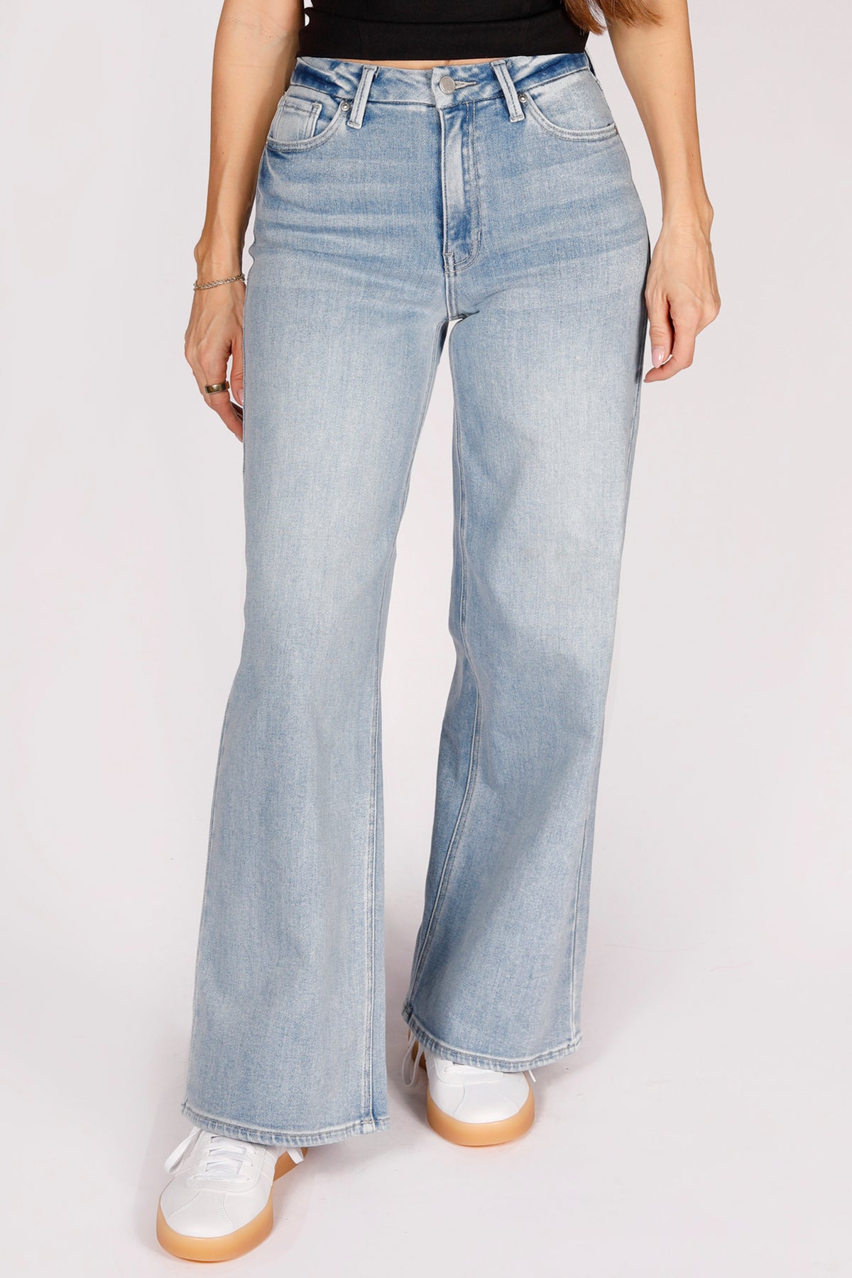 High Rise Light Palazzo Denim