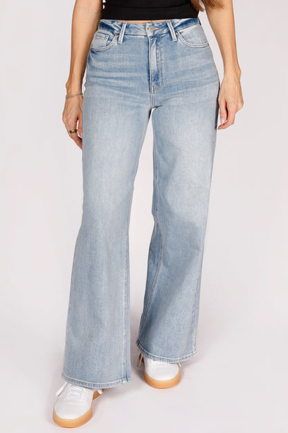 High Rise Light Palazzo Denim
