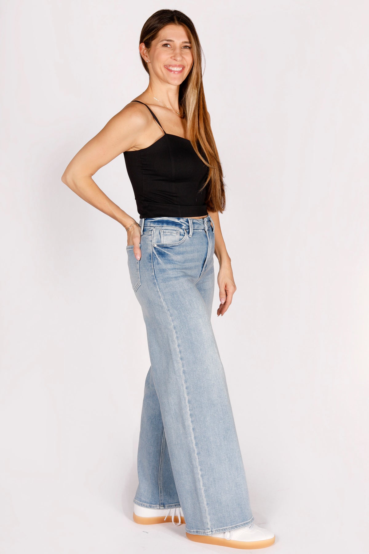 High Rise Light Palazzo Denim
