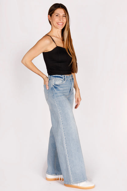 High Rise Light Palazzo Denim