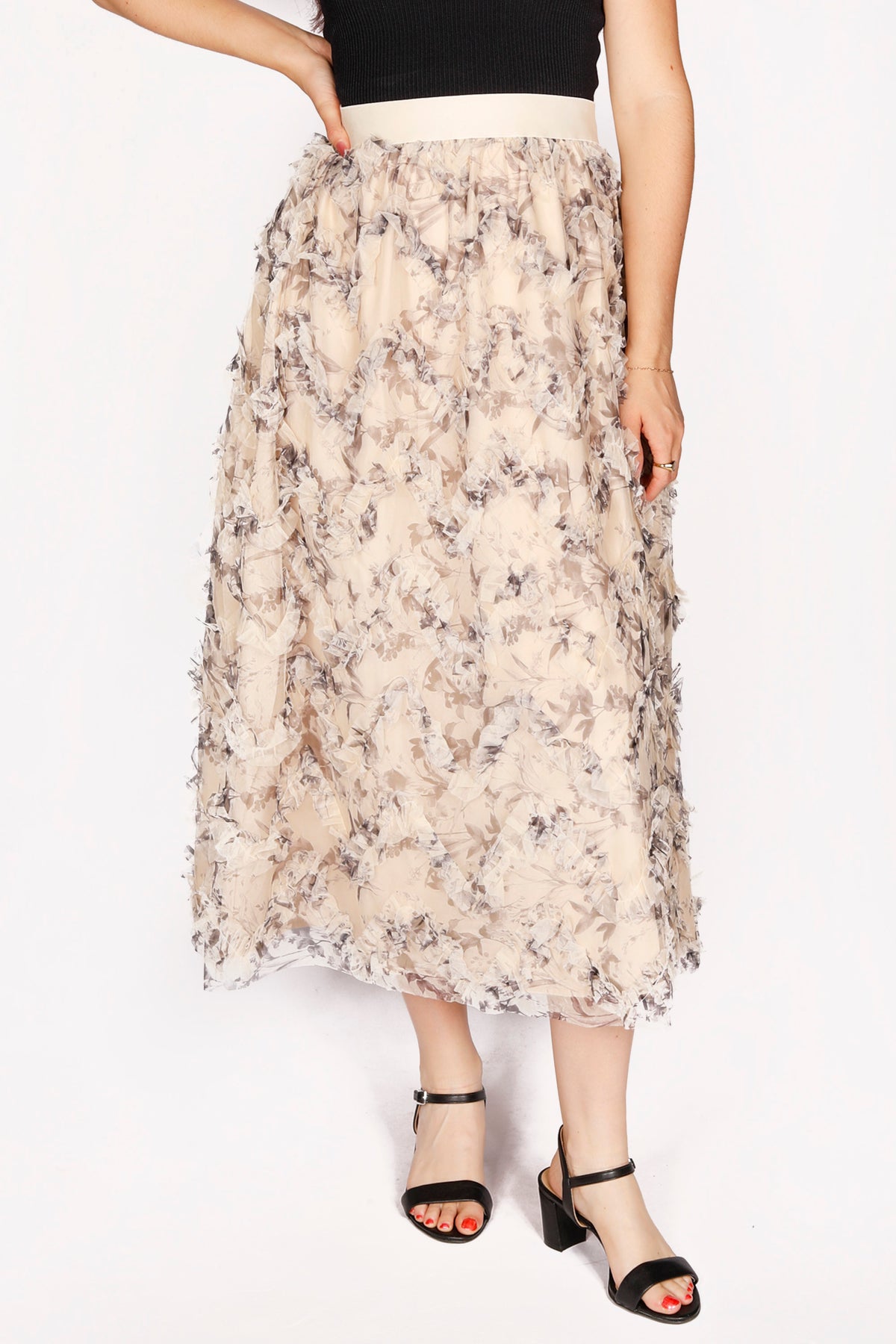 Tilly Cream Floral Maxi Skirt