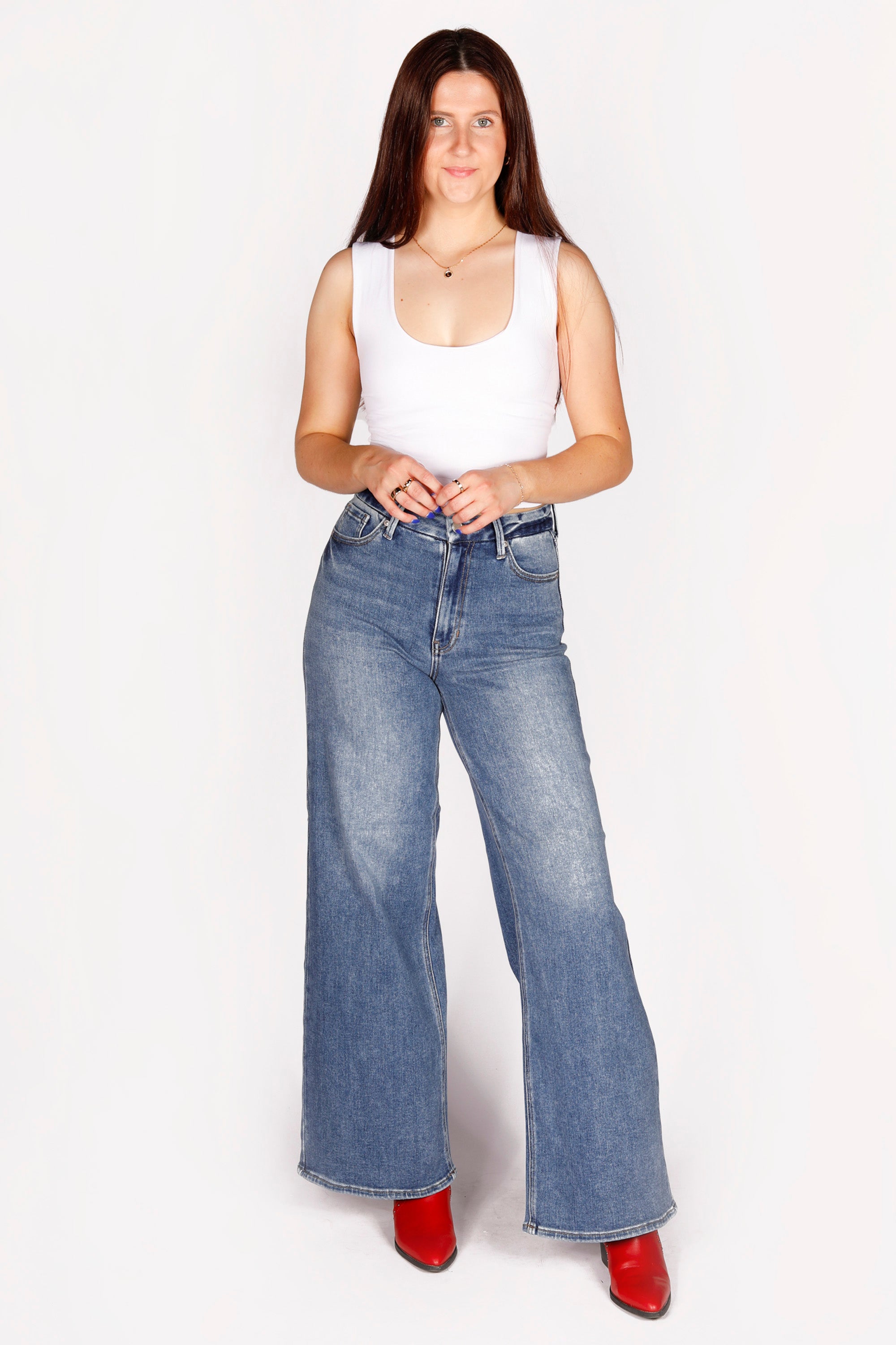 High Rise Medium Palazzo Denim