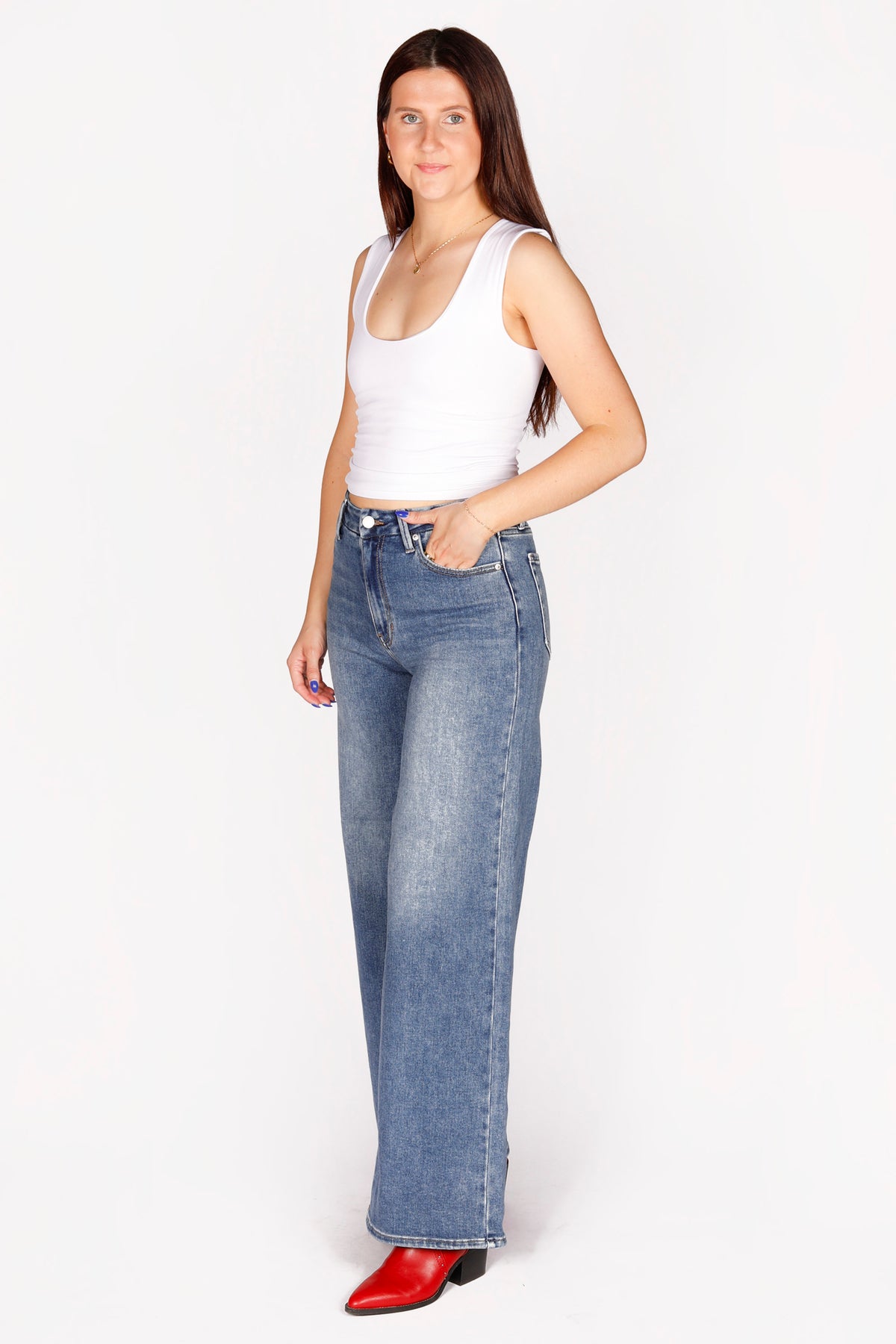 High Rise Medium Palazzo Denim