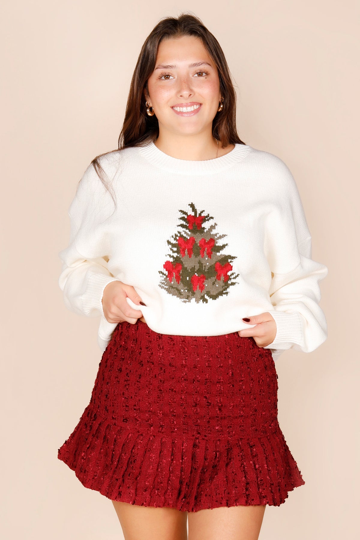 Burgundy Tweed Mini Skirt - FINAL SALE