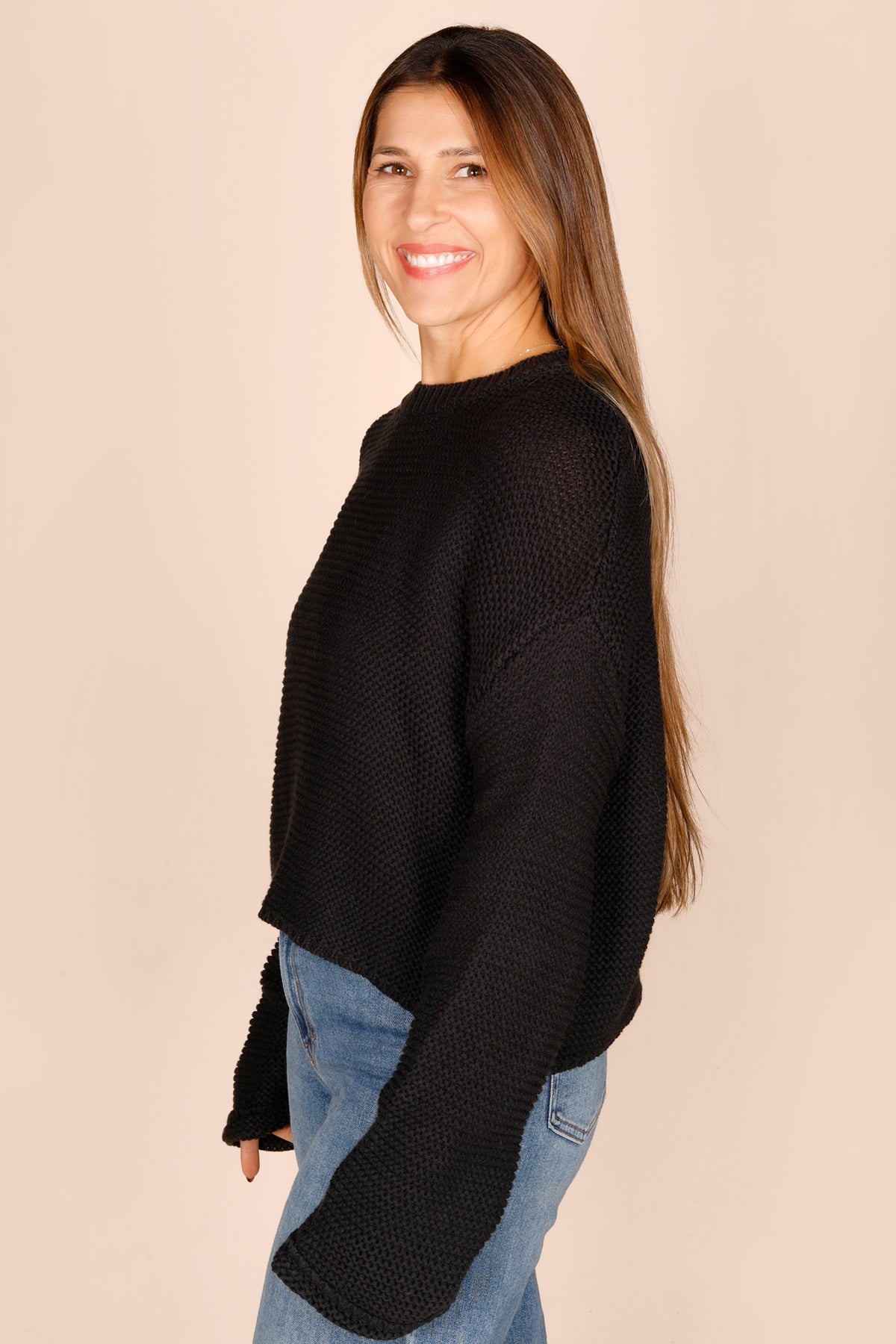 Kara Black Chunky Knit Sweater