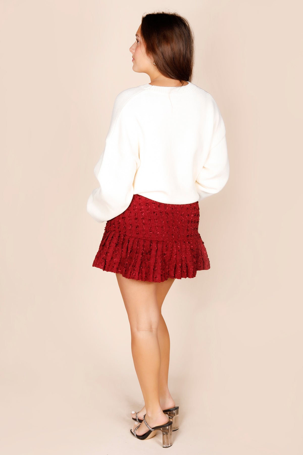 Burgundy Tweed Mini Skirt - FINAL SALE