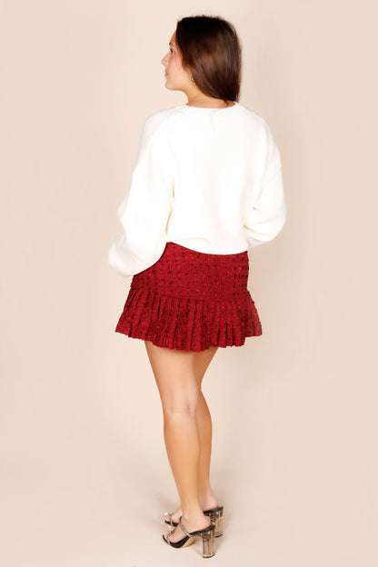 Burgundy Tweed Mini Skirt - FINAL SALE
