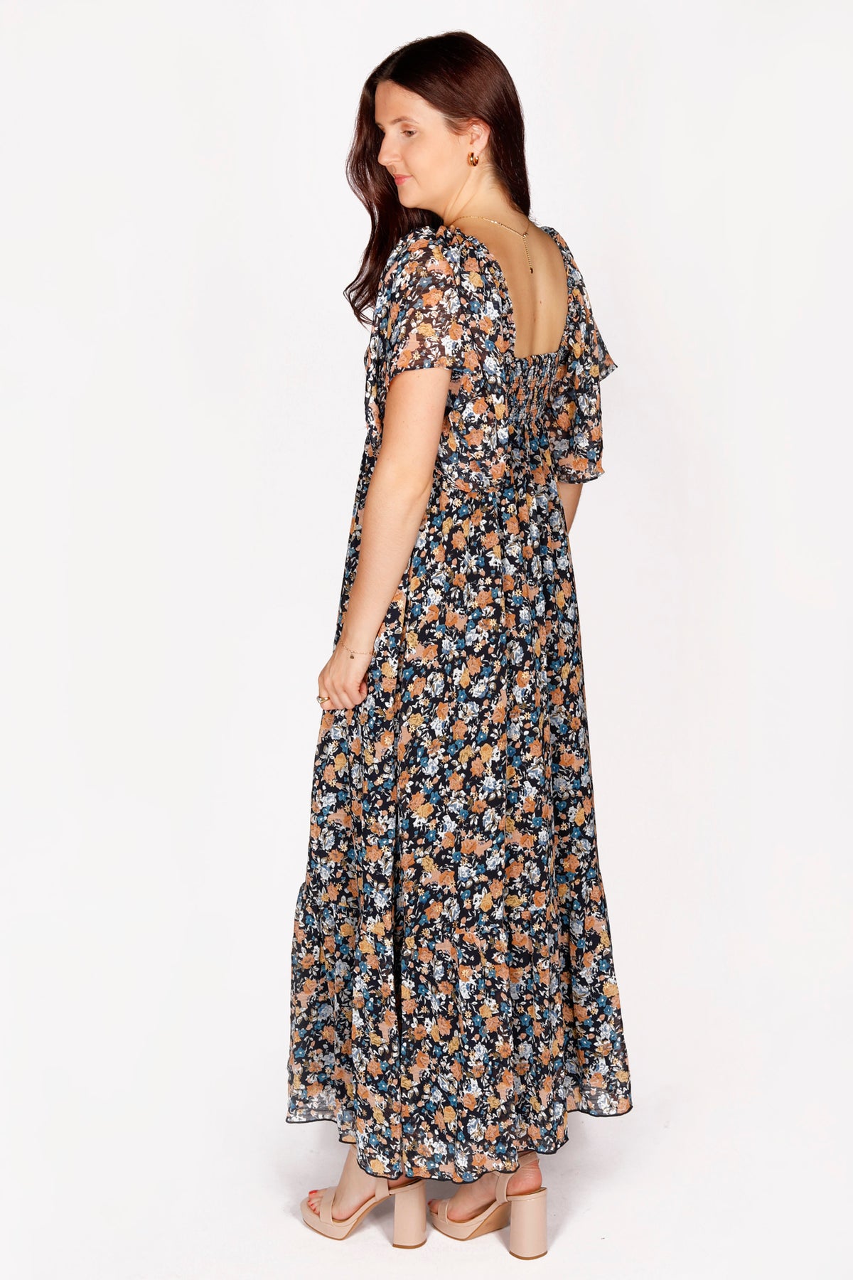 Ayla Navy Floral Maxi Dress