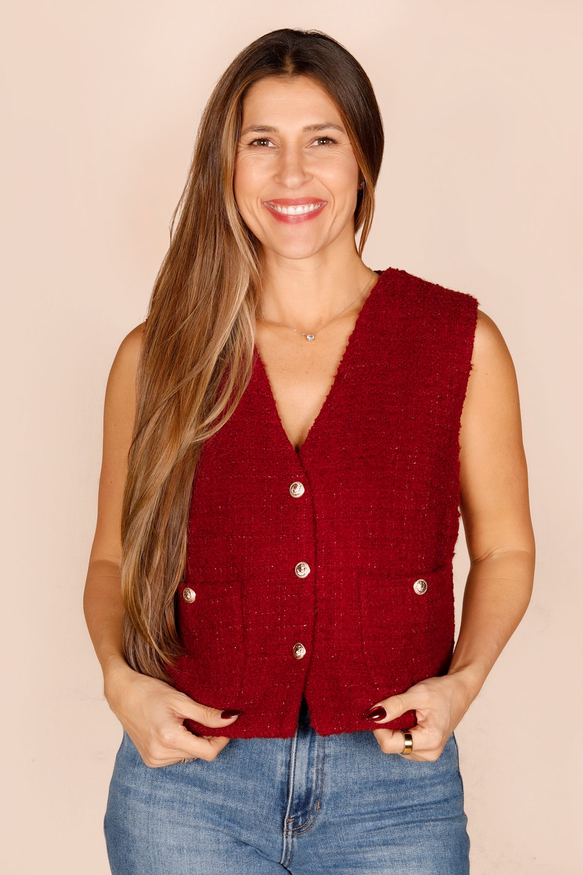 Burgundy Tweed Vest - FINAL SALE