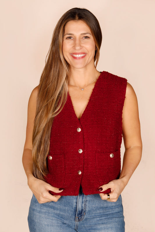Burgundy Tweed Vest - FINAL SALE