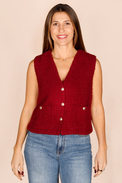 Burgundy Tweed Vest - FINAL SALE