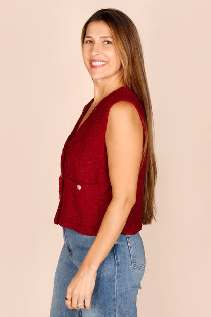 Burgundy Tweed Vest - FINAL SALE