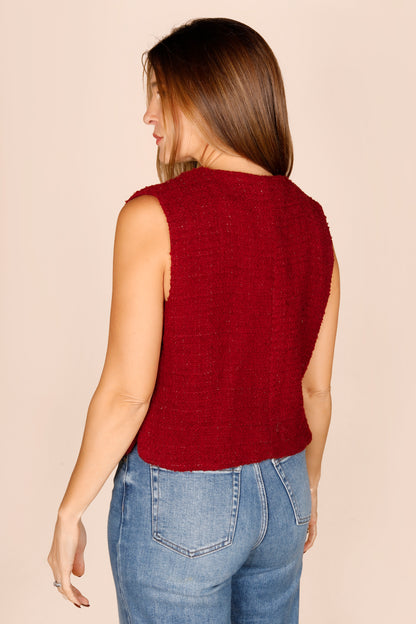 Burgundy Tweed Vest - FINAL SALE