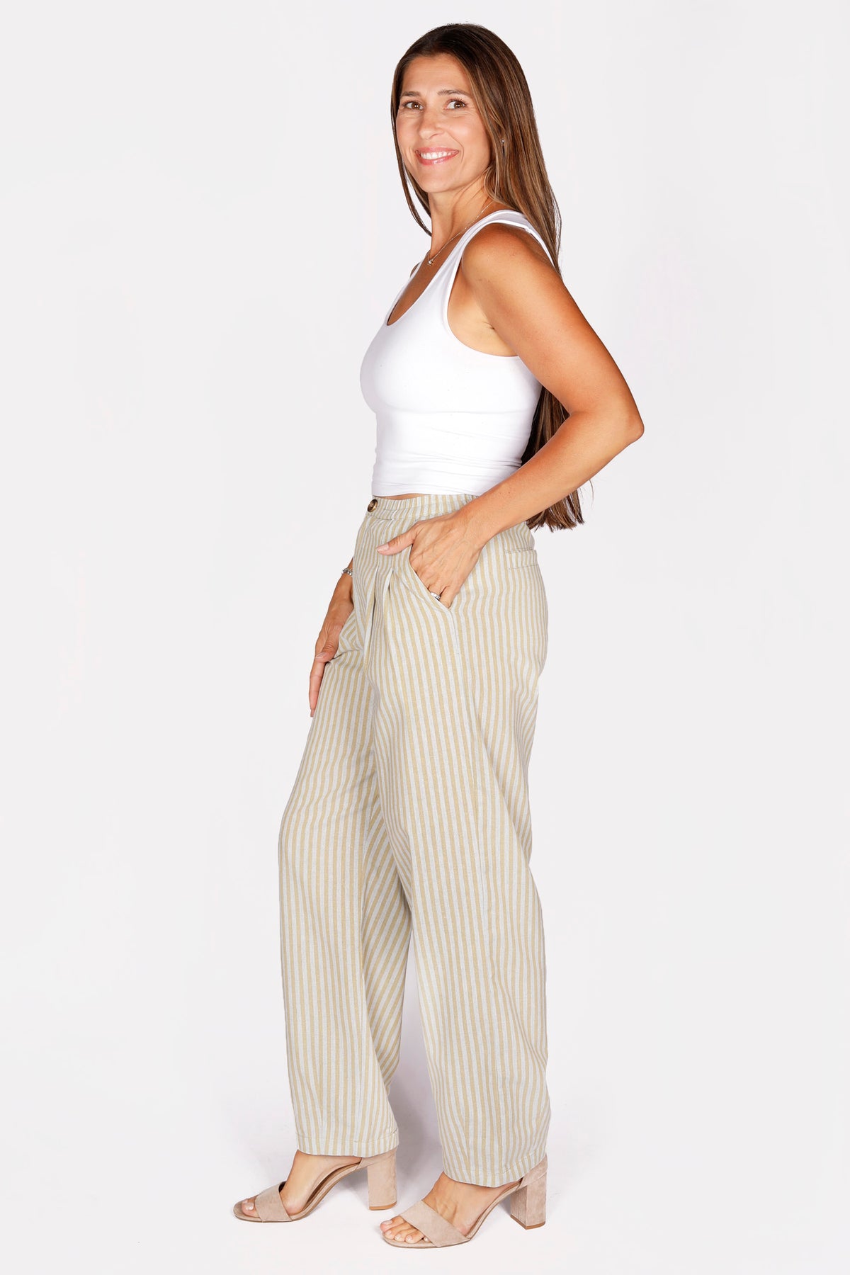 Caris Pleated Striped Pant