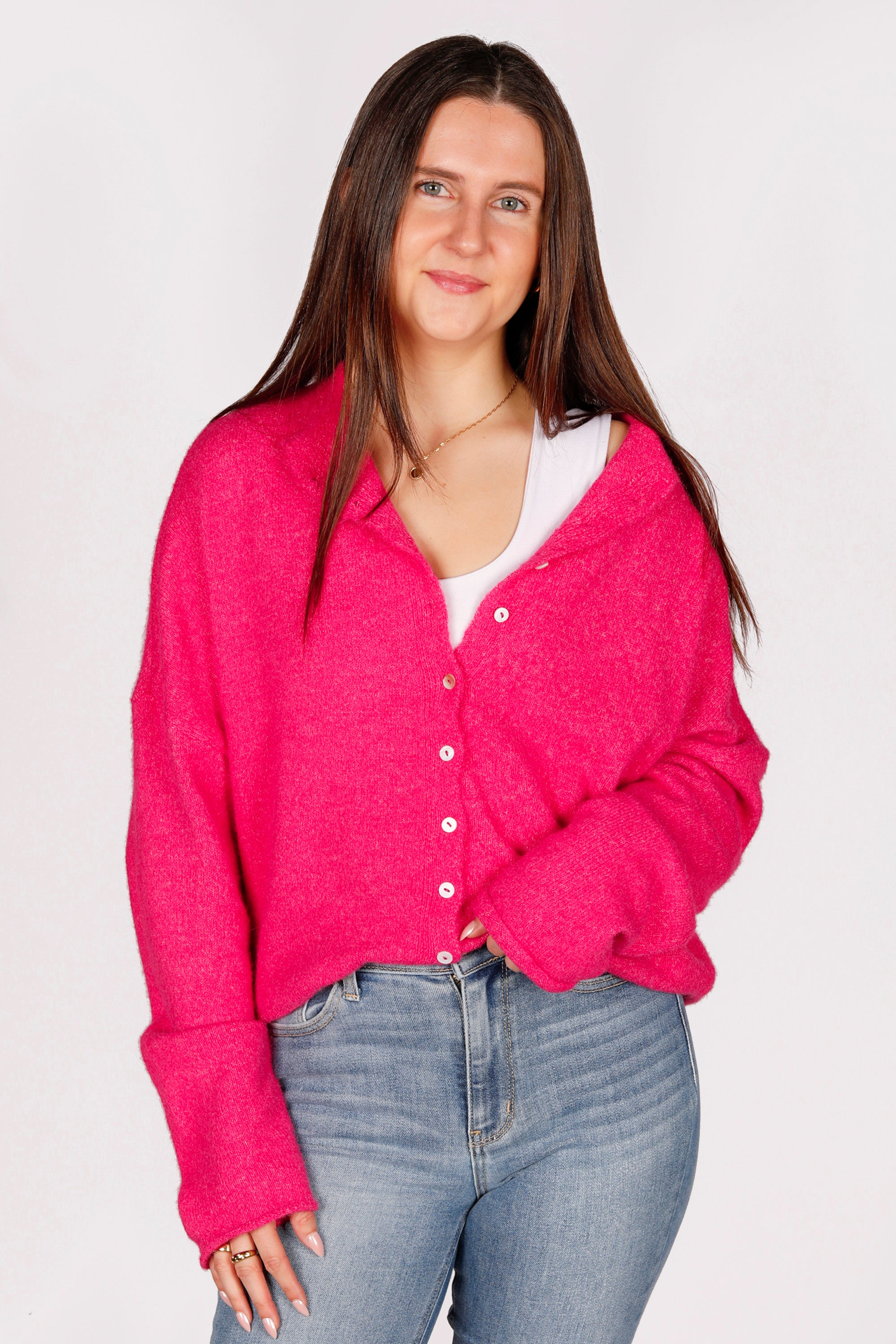 Fuchsia Lightweight Cardigan