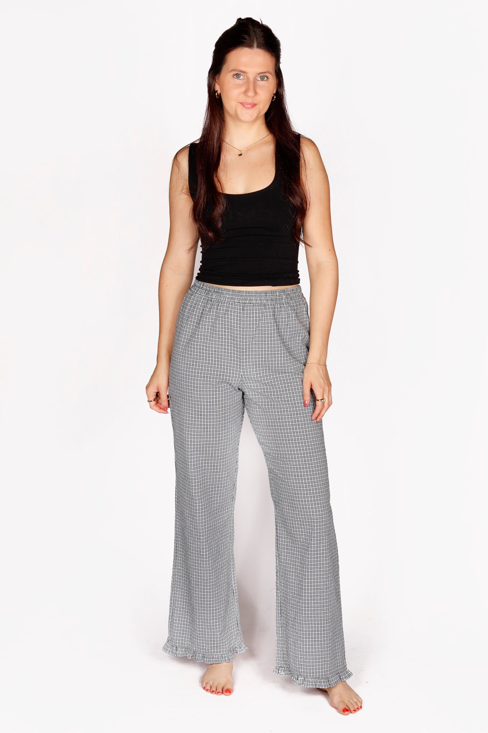 Astrid Blue Ruffle Hem Pant