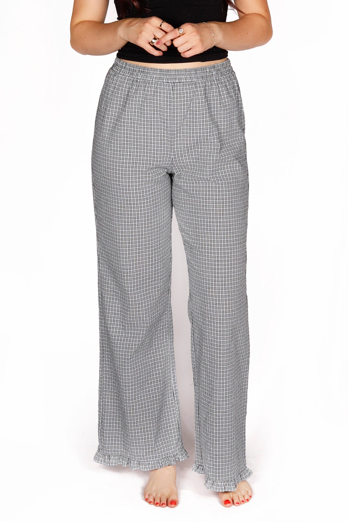 Astrid Blue Ruffle Hem Pant