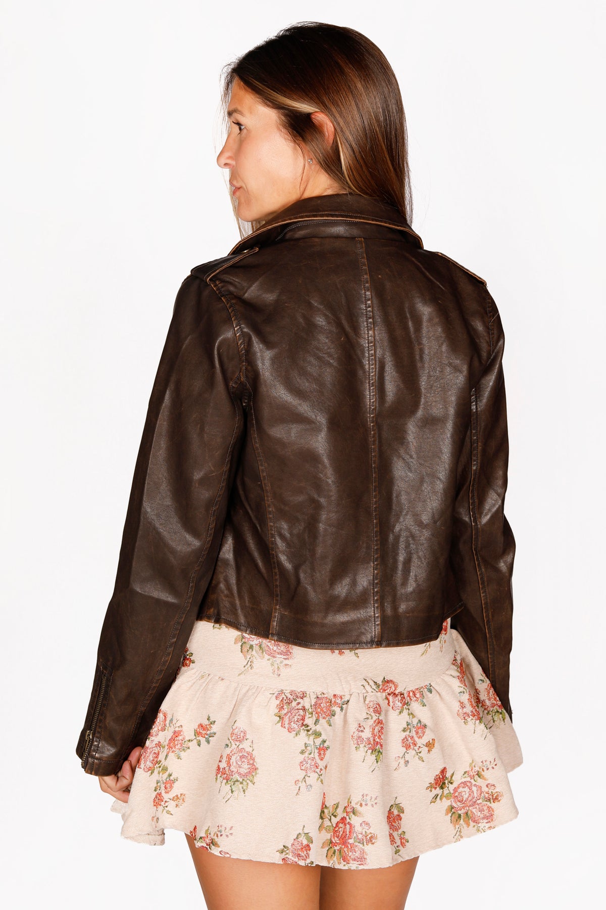 Elodie Coco Brown Moto Jacket