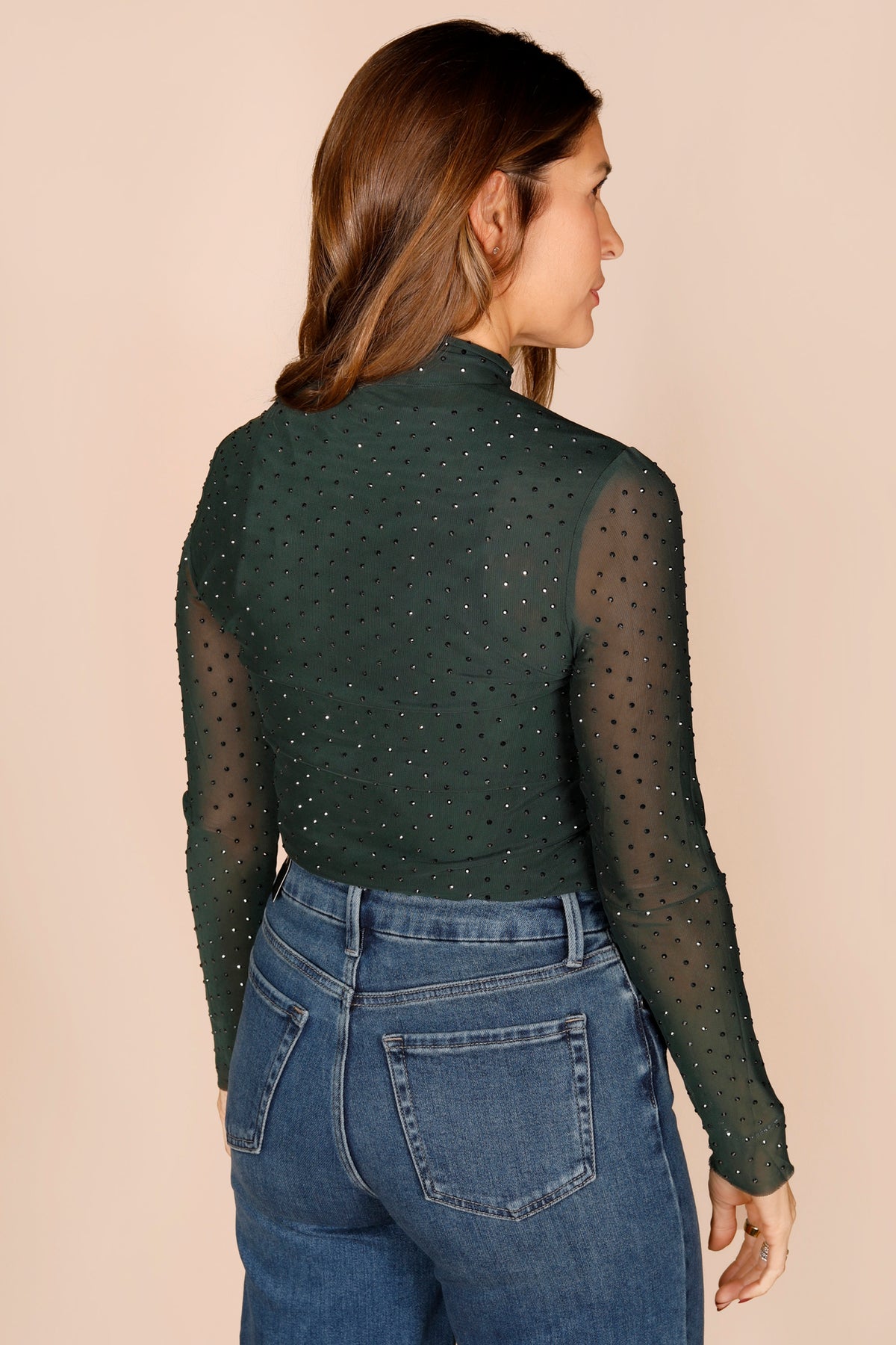 Emerald Studded Sheer Top