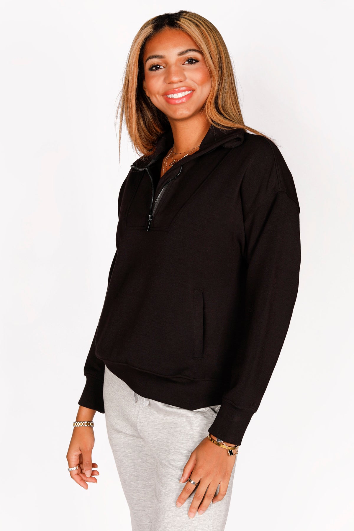 Kelsey Black Quarter Zip Pullover