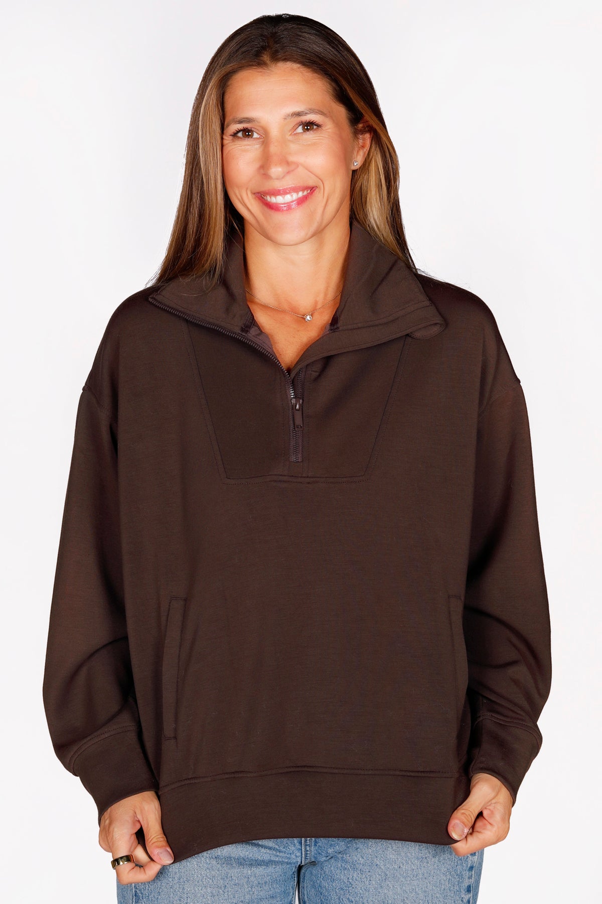 Kelsey Espresso Quarter Zip Pullover